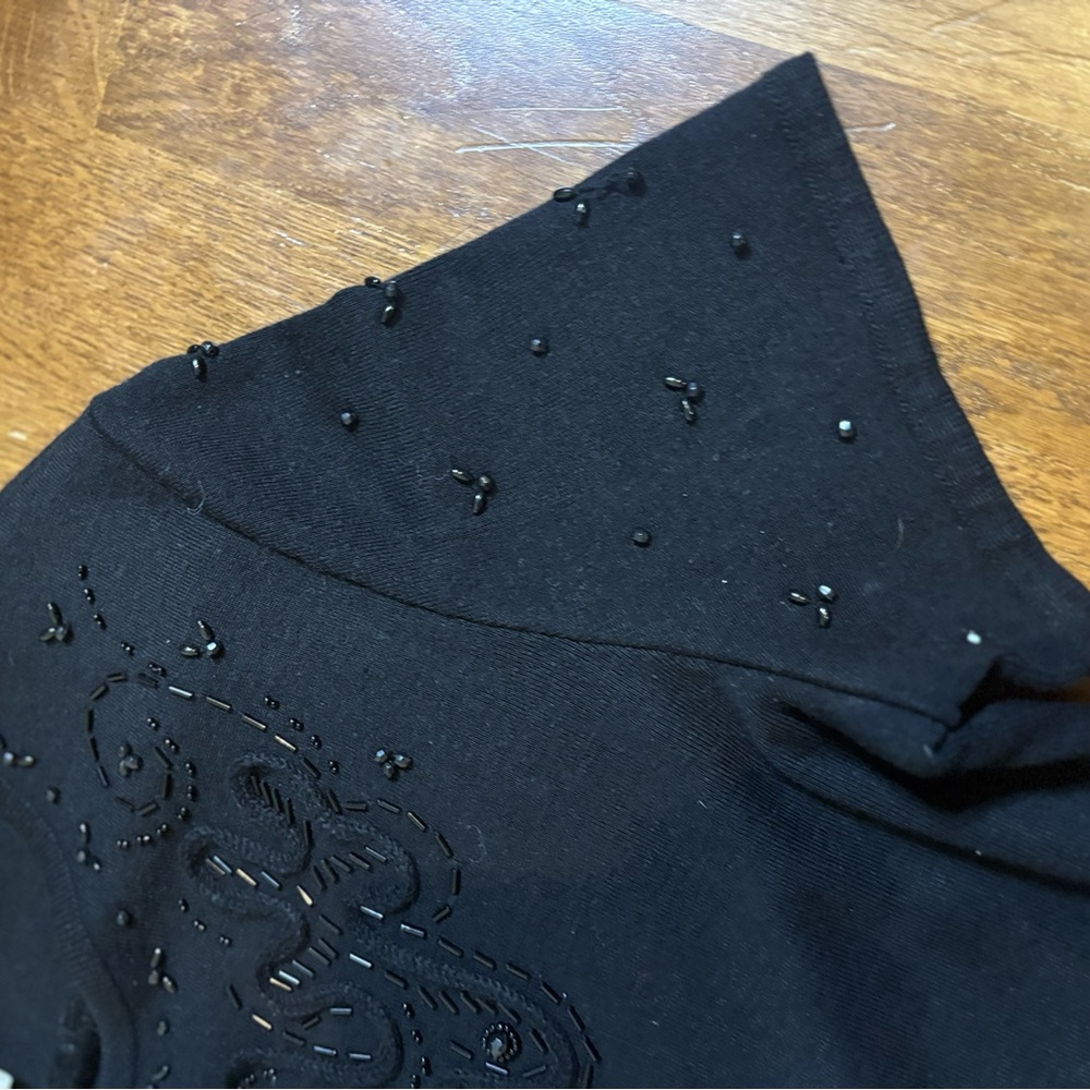 Vintage 90s Maggy London Black Beaded Knit Dress – Size 14 (Fits M/L) wool blend - Picture 11 of 13